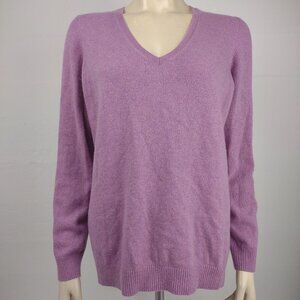 L.L. Bean light purple 100% Cashmere V-Neck pullover sweater ladies XL X-Large